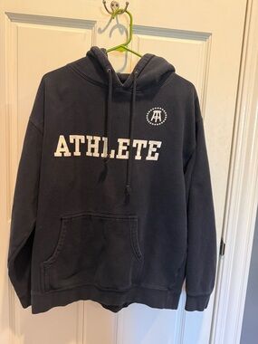 Men's Navy Pullover Hoodie with ATHLETE Chest Print